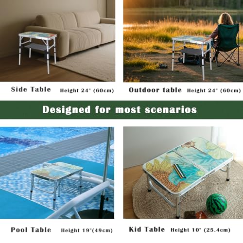 Small Folding Camping Table, 2ft Portable Picnic Table Aluminum 24" x 16", 3 Adjustable Heights Lightweight Dining Table for RV, Picnic, Beach (Sunflower) - color: Sunflower