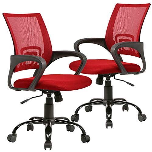 Office Chair Ergonomic Cheap Desk Chair Mesh Executive Computer Chair with Arms for Back Pain, Set of 2 - color: Red, size: 2 Pcs