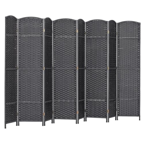 HOMCOM Room Divider 8 Panel Folding Privacy Screen 5.6' Tall Charcoal Gray | Freestanding Partition, Home Office, Bedroom - color: Charcoal Gray, size: 8 Panel