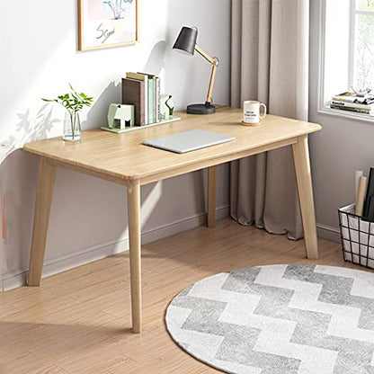 IOTXY Simple Wooden Writing Desk - Modern Minimalist Style PC Laptop Computer Workbench with Solid Wood Legs, 39" W Home Office Work Table for TV Stand Music Video Live Broadcast Workstation, Oak | Nordic Minimalist Style, MDF Tabletop, Solid Wood Legs, H
