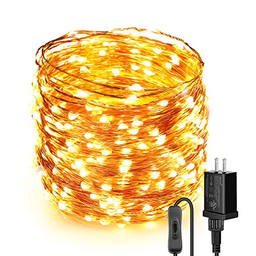 LED String Lights 99ft UL Listed Plug in Fairy Lights 300 LED Warm White Waterproof Copper String Lights with ON/Off Switch for Bedroom Patio Birthday Wedding Valentines Day Decor - color: 99FT Warm White