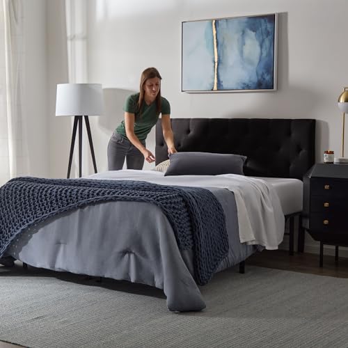 Lucid Mid-Rise Upholstered Headboard - Diamond Tufted - Padded Polyester - Adjustable Height from 34” to 46” - Easy Assembly - Bed Frame or Wall Mount - Sturdy - Black - Twin / Twin XL Size - color: Black, size: Twin/Twin XL