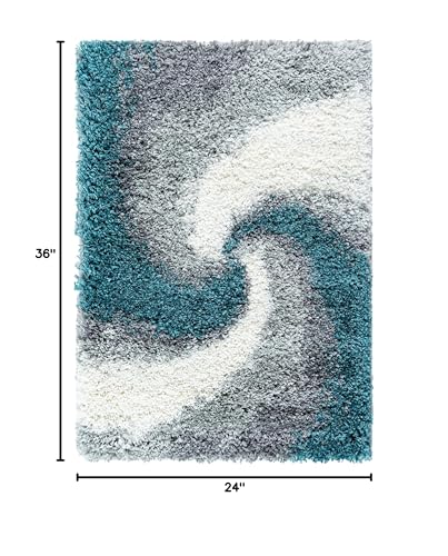 Rugs.com - Soft Touch Shag Rug – 2' x 3' 1 Turquoise Shag Rug – Plush Abstract Swirl for Nurseries, Playrooms, and Bedrooms - color: Turquoise, size: 2' x 3' (Rectangular)