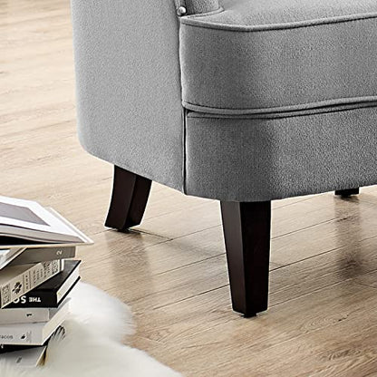 Rosevera Accent Chair and Ottoman Set - Button Tufted Armchair for Living Room, Bedroom, Reading - Mid-Century Modern Lounge Chair Set - Gray - color: Velvet Grey With Ottoman
