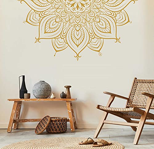 Half Mandala Wall Decal Mandala Wall Sticker Mandala Decals for Walls Flower Wall Stickers Removable Peel and Stick Wall Decals for Bedroom Living Room Yoga Studio Decor | Headboard vinyl decoration, yoga room decor, lotus peel and stick, removable, self