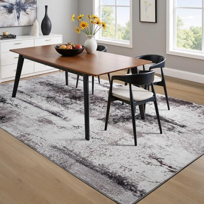 Toneed Abstract Area Rug 6x9 Modern Washable Rug Soft Non Slip Rug Low Pile for Bedroom Living Room Dining Room Coffee Brown - color: Coffee Brown, size: 6' x 9' (Rectangular)