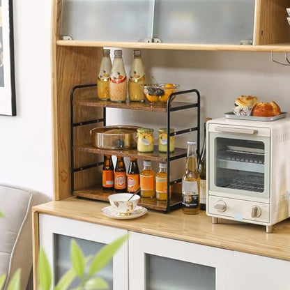 IBUYKE Counter Shelf,Kitchen Organization and Storage,Brown TWJ001H | 3-Tier Bathroom Countertop Organizer Tray Makeup Shelf Counter Standing Spice Rack Storage Shelf Cosmetic Holder - size: square, style: 1