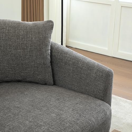 KEIKI 56" Oversized Chenille Single Sofa Chair with 5 Removable Pillows and High Density Foam Cushions, Modern 1-Seater Slipcoved Barrel Lounger Chair, Easy Assembly, for Living Room, Apartment, Gray - color: Grey