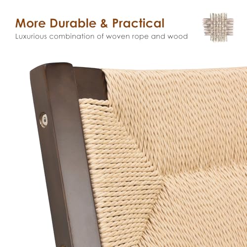 Wood Folding Chairs, Foldable Chairs Wooden Indoor Stackable Dining Chairs for Kitchen & Dining Room Chair Woven Seat & Webbing Back, Dining Chair Set of 2 - color: Light Walnut/Natural, Woven Rope