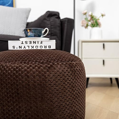 Asuprui Pouf Ottoman Unstuffed Round Poof Seat Foot Stool Ottoman Foot Rest No Filler 20x20x12 Inches Fuzzy Chair Floor Pouf Storage for Living Room Bedroom Coffee