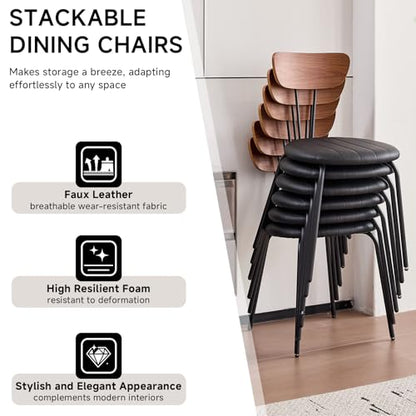 Stackable Guest Chairs Set of 6, Upholstered Waiting Room Chairs with Metal Legs for Reception, Breakroom, School, Meeting, Office - color: Deep Black, size: Set of 6