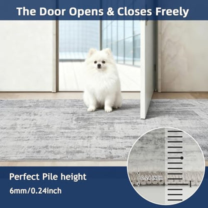 2x5 Washable Runner Rugs，Modern Abstract Rug Runner,Ultra-Thin Kitchen Runner Rug Non-Slip Backing Entryway Runners,Bathroom Carpet for Hallways,Bedroom，Laundry Room - color: Grey, size: 2' x 5' (Runner)