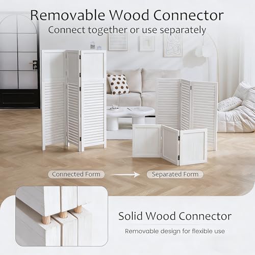 1 Pack 3 Panel Wood Short Room Divider Folding Screen White | Freestanding Modular Louvered Partition Screen For Bedroom Home Office Apartment Privacy - color: White