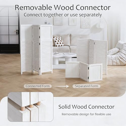 1 Pack 3 Panel Wood Short Room Divider Folding Screen White | Freestanding Modular Louvered Partition Screen For Bedroom Home Office Apartment Privacy - color: White