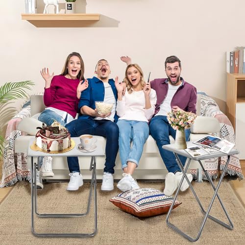 Folding TV Tray Table,TV Dinner Table with Sturdy MDF Top,Eating Trays for Living Room with No Assembly Required, 2PCS (White) - color: White, size: 2pcs