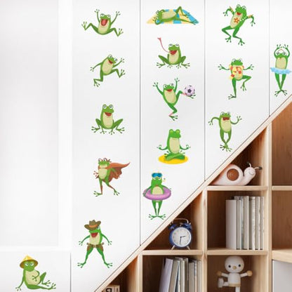 Cute Frog Wall Decals Frog Wall Stickers Peel and Stick Removable DIY Decoration for Kids Bedroom Playroom Classroom Nursery Decor - style: Frog