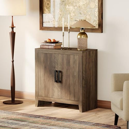 WAMPAT Buffet Cabinet with Storage, Kitchen Sideboard Cabinet with Door and Adjustable Shelf, Modern Farmhouse Credenza Wood Coffee Bar Table for Kitchen, Dining Room, Living Room, Brown - color: Brown
