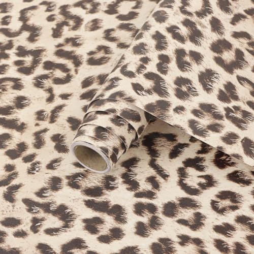 Arthome Leopard Print Peel and Stick Wallpaper 17" x 120" | Cheetah Contact Paper,Covers 14.1 sq ft,Gridlines for Easy Cuts,Create Artful Accent Walls Bedroom Bathroom - color: Leopard Print, size: 17" x 120"