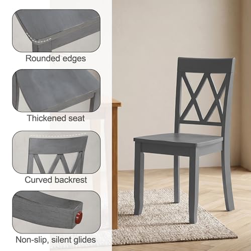 DUHOME Wood Dining Chairs Set of 2,Farmhouse Dining Side Chairs with Cross Back Wooden Kitchen Chairs for Home Kitchen, Dining Room Grey - color: Grey, size: 2pcs