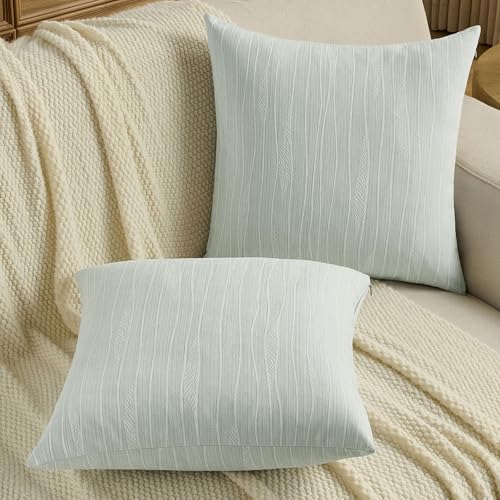 FUTEI Pack of 2 Chenille Throw Pillow Covers 12x20 Inch, Dyeing Light Blue | Double-Sided Elegant Line Textured Design,Side Hidden Zipper,Machine Washable,Pill-Resistant,Colorfast,Insert Not Included. - color: Dyeing Light Blue, size: 20" x 12" (Pack of 2