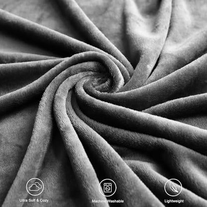 TASTHROW Grey Throw Blanket 50x60 Inches | Soft Plush Cozy Fleece Flannel Throw Blanket, Lightweight Warm Throws for Bed, Couch, Bedroom and Living Room, All Seasons - color: Grey, size: 50"x60"
