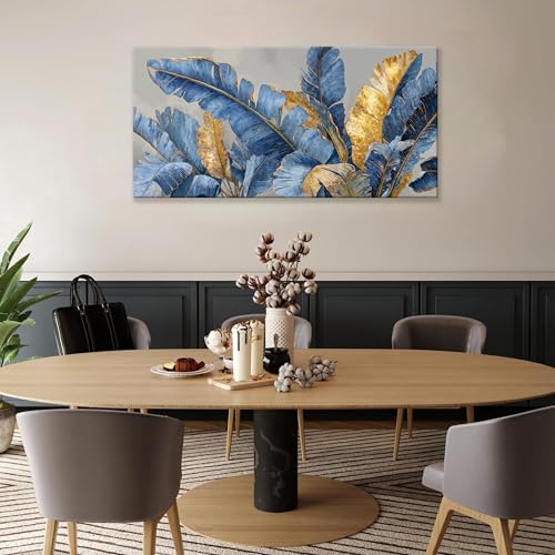 Dimpaga Large Canvas Wall Art Decor Gold Nature Botanical Canvas Art Wall Decor For Living Room Boho Blue Wall Art Decor Artwork Modern Wall Decor Artwork For Home Bedroom Office Wall Decor 24×48 Inch - color: D-01O, size: 48"L x 24"W