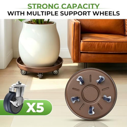 Plant Caddy With Wheels 16" Metal Plant Saucers for Indoors 420 Lb Capacity | Rolling Plant Stand, 360° Locking Casters Heavy Duty Planter Caddies, Rustproof and Waterproof, and Easy to Move, 1 Pack - size: 1 PACK 16 INCH