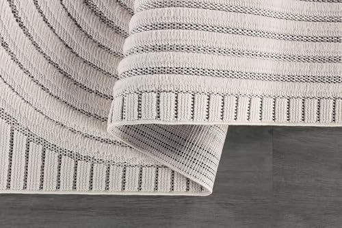 Modern Rug 4x6 Luxury Swirl Curved Micro Loop Area Rugs Soft High-Low Pile Stain Resistant Easy to Clean Non-Shedding Durable Living Room Office Indoor Carpet (White) - color: Curved / White, size: 4' x 6' (Rectangular)