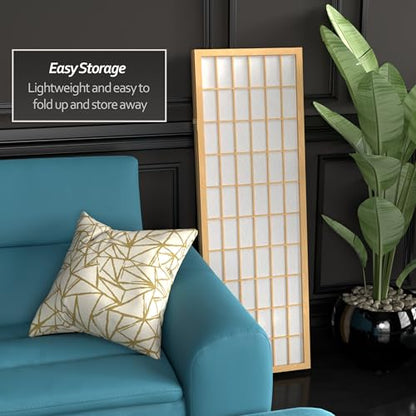 4 ft. Short Window Pane Shoji Screen - Natural - 3 Panels - color: Natural, size: 3 Panels