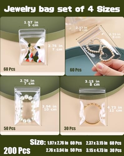 200Pcs Anti Tarnish Jewelry Bags Clear Pvc Jewelry Storage Pouches with Zipper Plastic Packing for Earrings (Anti Tarnish Jewelry Bags Set) - color: 200Pcs Anti Tarnish Jewelry Bags Set