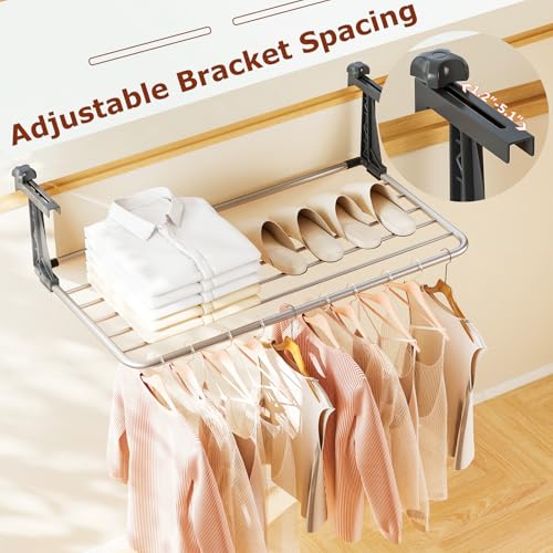 Tangkula Portable Clothes Drying Rack for Indoor & Outdoor Use(Large) | 1.2”-5.1” Adjustable Hook Length for Window sills Radiators Handrails & Guardrails | 2” Hanging Space | Robust Aluminum Frame - size: Large
