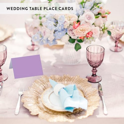 Andaz Press Table Tent Printable Place Cards, Lavender 20-Pack, Seat Placement Cards For Table Settings Name Cards for Bridal Wedding, School Graduation Food Card Purple Place Cards - color: Lavender