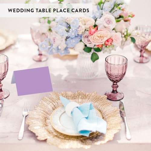Andaz Press Table Tent Printable Place Cards, Lavender 20-Pack, Seat Placement Cards For Table Settings Name Cards for Bridal Wedding, School Graduation Food Card Purple Place Cards - color: Lavender