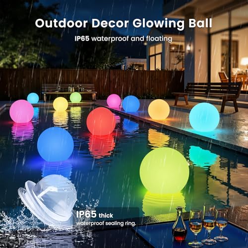 LOFTEK Floating Pool Light - 16-inch Large Ball Lamp with Remote - 3 Modes & 16 RGB Colorful - Waterproof & Rechargeable Globe Floor Lamp for Pool Party, Gaming Room, Garden, 1-Pack - size: 16-inch