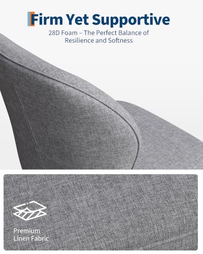 Garvee Linen Dining Chairs Set of 4, Modern Fabric Upholstered Kitchen Side Chairs with Metal Pegs, Grey - color: Grey, size: Set of 4