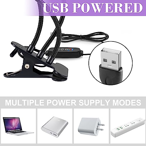 USB UV Black Light 3-Head, 15W 395nm-405nm LED UV Lamp with Clamp, Gooseneck UV Light for Resin Curing, Blacklight Posters, Fluorescent Paint, DIY Crafts - size: 3 Heads