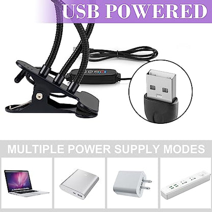 USB UV Black Light 3-Head, 15W 395nm-405nm LED UV Lamp with Clamp, Gooseneck UV Light for Resin Curing, Blacklight Posters, Fluorescent Paint, DIY Crafts - size: 3 Heads