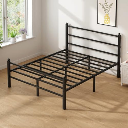 King Size Bed Frame with Headboard and Footboard, 14 Inch Metal Platform King Bed Frame with Steel Slat Support, No Box Spring Needed, Noise Free, Easy Assembly, Black - size: King