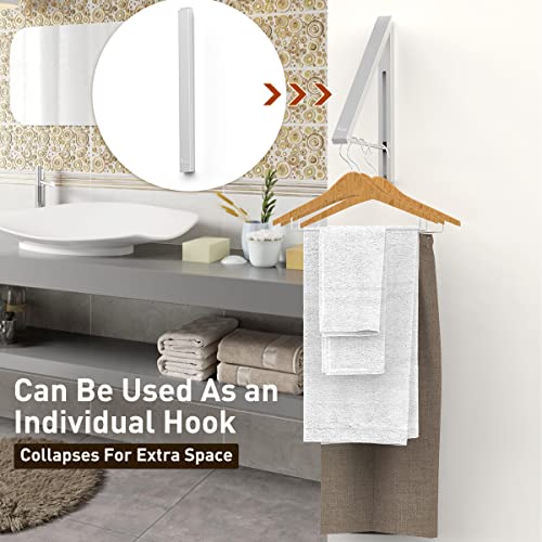 Wall Mounted Drying Rack Clothes Hanger Folding Wall Coat Racks Aluminum Home Storage Organiser Space Savers - color: Silver 1