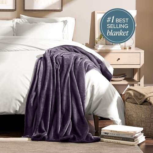 Bare Home Fleece Blanket Luxury Microplush (Full/Queen, Eggplant) | Ultra-Soft Lightweight Blanket for Bed, Sofa, and Couch, Cozy & Warm Blanket - color: 15 - Eggplant, size: Full/Queen