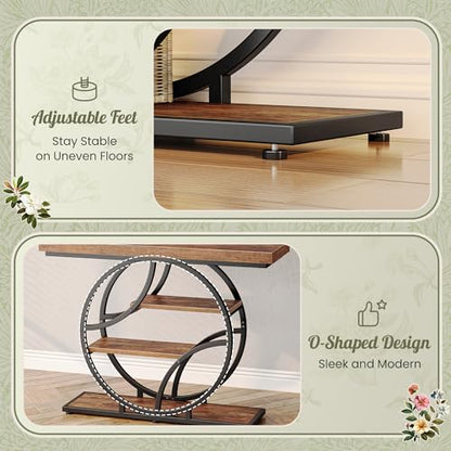 Huuger 41.3 Inch Entryway Table with Artistic Curved Metal Frame,Sofa Table | Modern Console Tables, Entrance Table for Entryway, Hallway, Entrance, Foyer, Living Room, O-Shaped Metal Frame, Rustic Brown - color: Rustic Brown, size: 11.8"D x 41.3"W x 31.5