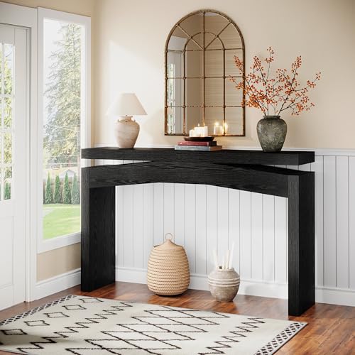 Celaform Console Table for Entryway, 47.2 Inch Long Sofa Table Behind Couch, Farmhouse Wood Style Accent Foyer Entrance Tables for Living Room, Hallway, Easy Assembly (Black) - color: Black