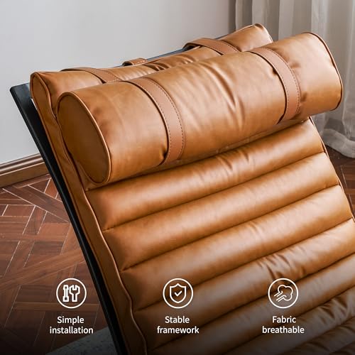 Imitation Leather Upholstered Armless Chair Modern Design Luxury Lounge Chair (Brown) - color: Brown