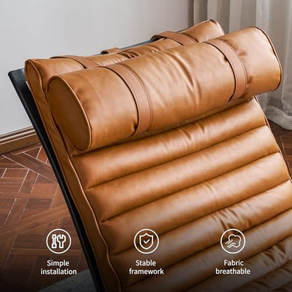 Imitation Leather Upholstered Armless Chair Modern Design Luxury Lounge Chair (Brown) - color: Brown