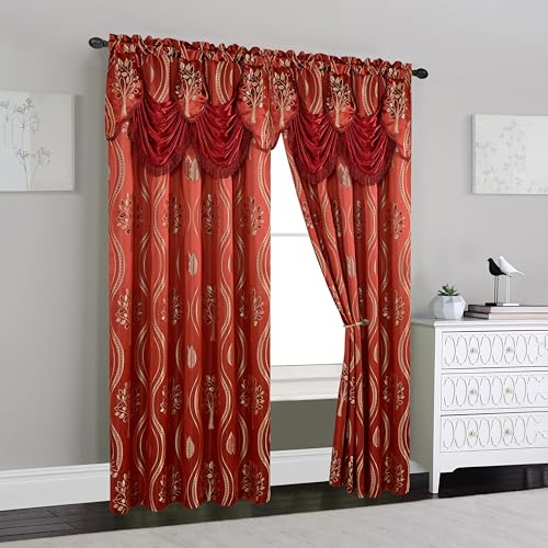 Elegant Comfort Luxurious Beautiful Curtain Panel Set with Attached Valance and Backing 54" X 84 inch (Set of 2), Burgundy (Pack of 12) - color: Burgundy, size: 54"W x 84"L (Pack of 24)