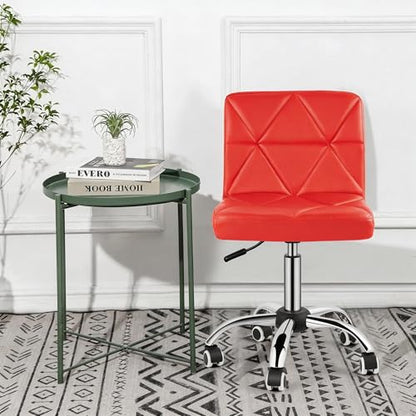 COSVALVE Armless Swivel Office Chair with Wheels, Adjustable Height | Armless Mid Back Chair With 360° Swivel, Adjustable Height & Rolling Wheels, Ideal For Home Offices, Conferences & Salons - color: Red