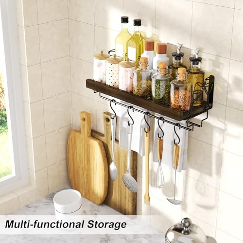 Love-KANKEI Wine Rack with Stemware Hanger,Solid Wood,17inch,Dark Brown | Wine Glass Rack,Floating Wall Shelf,Easy to Install,40 Lbs/shelf,For Kitchen,Dinning Room,Home Bar,Living Room,Elegant Design - color: Dark Brown