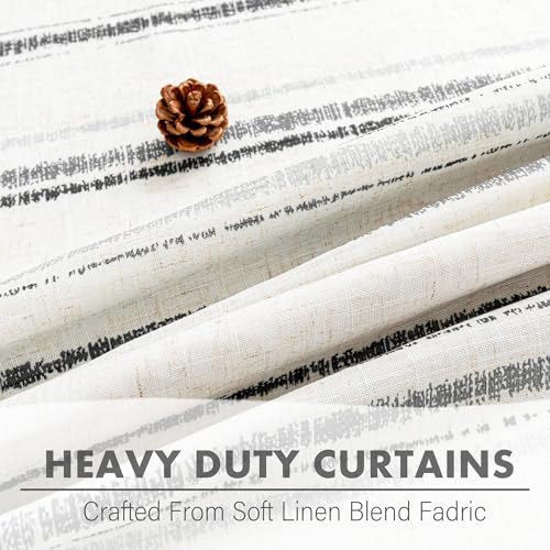 MYSKY HOME Striped Curtains 100% Blackout 96 Inches Long Grey Ticking Stripe Pinstripe Patterned Linen Farmhouse Double Layer Thermal Insulated Drapes for Living Room, Grommet, 2 Panels, 52" Wide - color: Grey/Blackout, size: 52"W x 96"L (Pack of 2)