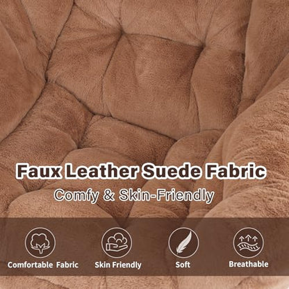 Modern Lazy Chair with Ottoman Lounge Accent Reading Chair for Living Room | Foldable Footstool,Removable Cover,Soft Padded Seat & Backrest,Upholstered Comfy Chair for Bedroom,Dorm,Office,Small Space - color: Plush Brown