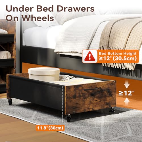 FOUCSSOMEI Under Bed Storage with Wheels, Under Bed Storage Drawers on Wheels, Metal Frame Under Bed Shoe Storage, Space-Saving for Bedroom Closet Organization - size: Bigger Size